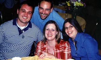 Kenny Wodzanowski, Kathy Zito, Michelle Cicchini and I - RU Gang at Father Jim's first Mass:  May 26, 2002 .